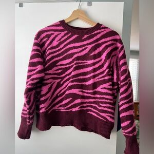 Ann Taylor Pink and Brown Zebra Print Sweater